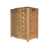 IMAGE OF Oceanstar BHV0100N Bowed Front Veneer Laundry Wood Hamper with Interior Bag, Natural Finished