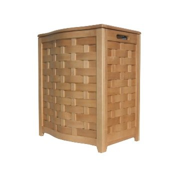 Oceanstar BHV0100N Bowed Front Veneer Laundry Wood Hamper with Interior Bag, Natural Finished