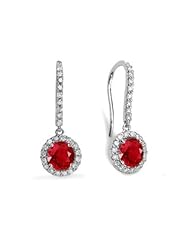 2.80Ct Round Ruby & Diamond Hanging Earrings 14K Gold