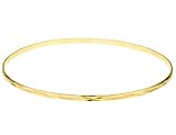 Diamond Cut 2mm Slip On Bangle in 14K Yellow Gold