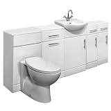 450mm White Gloss Vanity Unit, Concealed Cistern Toilet, Laundry Unit and Storage Cupboards