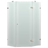 Vigo Industries VG6061BNMT36L Frameless NeoAngle Frosted Glass Shower Enclosure, Nickel