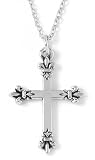 Rhodium Plated Pewter Fleur-de-Lis Cross Pendant by Bob Siemon, 18"