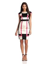 Hot Sale Jax Women's Satin Inset Colorblock Dress, Pearl/Rose, 14