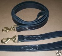 Leather Dog Leash ~ 6 Ft. X 3/4 In. ~ Black / Brass