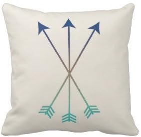 CZ Pillows Decorative Cotton Arrows Modern Tribal Watercolor Art Navy And Blue Pillow 18"x18" (Square).