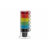 PT Ceramic Coffee Set Rainbow Tower with Stand, Assorted Coloursby Present Time Ltd