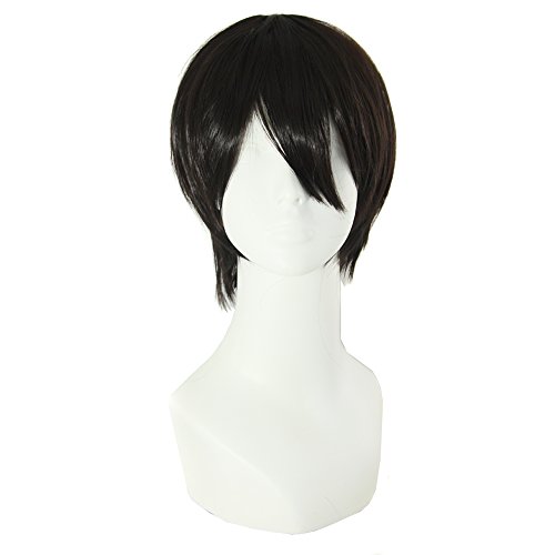 MapofBeauty Cosplay Costume Men's Short Straight Wig (Black)
