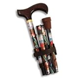 Folding Cane - Bingo. This Walking Cane has a Derby Grip Handle, push button height adjustment and a weight capacity of 250 lbs.