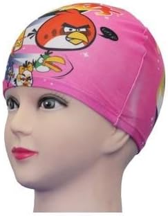 Speaking Life the Printing High Elastic Swimming Cap Waterproof Swimming Cap for 13-year-old and the Head of the Smaller (pink angry bird)