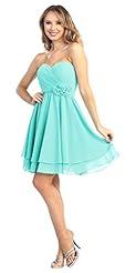 Strapless Cocktail Above the Knee Short Sweetheart Chiffon Pleated Bridesmaid Dress 