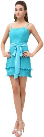 Heyivogue Ladies Strap Sheath Empire Ruched Bow Tie Short Cocktail Dresses 3385 8 Blue