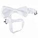 Mens Formal Solid White Satin Banded Bow Tie