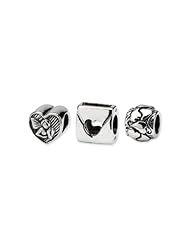 Sterling Silver Love Boxed Charm Set for 3mm Bracelets