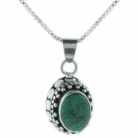 Sterling Silver Oval Genuine Azurite Pendant by 