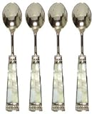 Decorative Condiment Spoon with Mother of Pearl Handle Set of Four