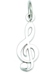 14K White Gold Treble Clef Charm Music Pendant Jewelry!