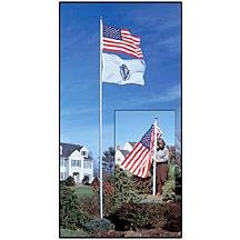 Ground set telescoping flagpole without flag