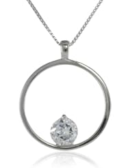 Sterling Silver Gemstone Circle Pendant Necklace (1.00 cttw), 18"