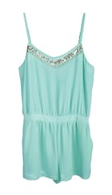 Embellished Mint Pocket Romper