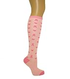 Pink Ribbon Breast Cancer Awareness Knee High Socks Great for Sports Teams Fundraising Relay for Life Walk Survivor (Style 21)
