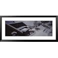 Two People Walking in Snow, Murren, Switzerland Framed Art Poster Print by Panoramic Images, 51x23
