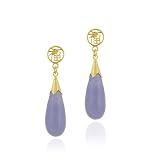 18K Gold over Sterling Silver Lavender Jade Drop Earrings