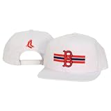 MLB Teams Retro White Flat Bill Snap Back Adjustable Baseball Hat - Boston Red Sox