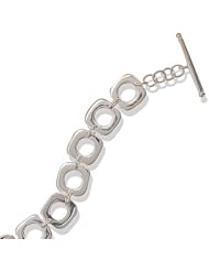 Sterling Silver 7.25 Inch Cut Out Soft Square Toggle Bracelet