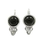Sterling Silver Round Onyx Earrings