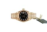 Rolex Ladies Yellow Gold President Factory Black Dial