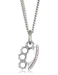 King Baby "Brass Knuckle" Small Brass Knuckle Pendant Necklace with Pink Cubic Zirconia