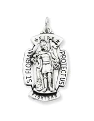 Sterling Silver Antiqued Saint Florian Medal