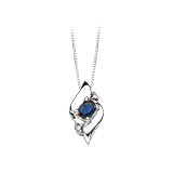 Sterling Silver 0.01 ct. Diamond and 1/3 ct. Sapphire Fashion Pendant with Chain