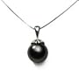 Sterling Silver 13mm Black Shell Pearl Pendant, 18"