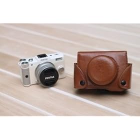 COSMOS Brown Leather Case Cover Bag For Pentax Q Standard Zoom 5-15mm + Cosmos cable tie