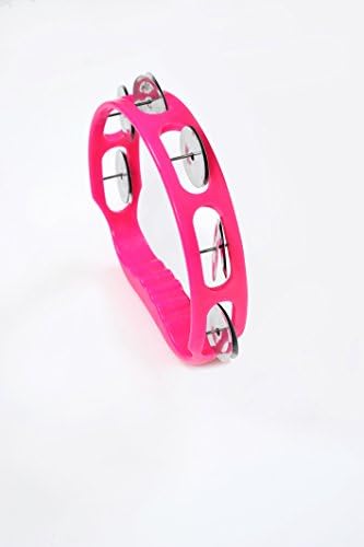 Plastic Cutaway Tambourine with 6 Jingles - Pink