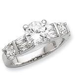 Sterling Silver CZ Engagement Ring - Size 6 - JewelryWeb