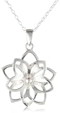 Sterling Silver Girl's Sterling Silver Girl's Double Flower Pendant, 13"+2" extender