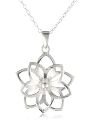 Sterling Silver Girls Double Flower Pendant, 13"+2" extender