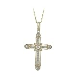 14K Yellow Gold 0.08 ct. Diamond Cross Necklace -16''