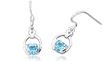 Heart Cut Swiss Blue Topaz Dangling Earrings Sterling Silver