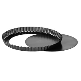 Premier Housewares 28 cm Diameter Non-Stick Fluted Flan Tins with Loose Bases