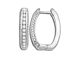 14K White Gold Diamond Hoop Earrings