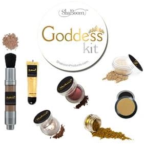 Shaboom Products Goddess Kit - 6 Item Bundle: Shimmer Bronzer Wand, Eye Stunners (Fools Gold, Lava, and Sandstone), Goldstone Eye Dust, Gold Sparklette Lip Gloss