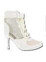 White Mesh Sporty Lace Up High Heel Boot - 8