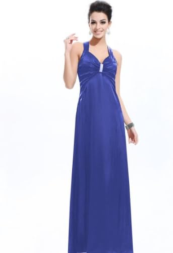 Ever Pretty Sexy Open Back V-neck Stunning Diamante Formal Evening Gown 9015B, HE9015BSB12, Sapphire Blue, 10US