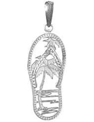 Sterling Silver Silver Nautical Charm Pendant Ss Palm Tree Flip-flop [cut-out]