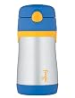 Thermos Foogo Phases Leak Proof Stainless Steel Straw Bottle, Blue/Yellow, 10 Ounce from Thermos