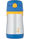 THERMOS FOOGO Vacuum Insulated Stainless Steel 10-Ounce Straw Bottle, Blue/Yellow